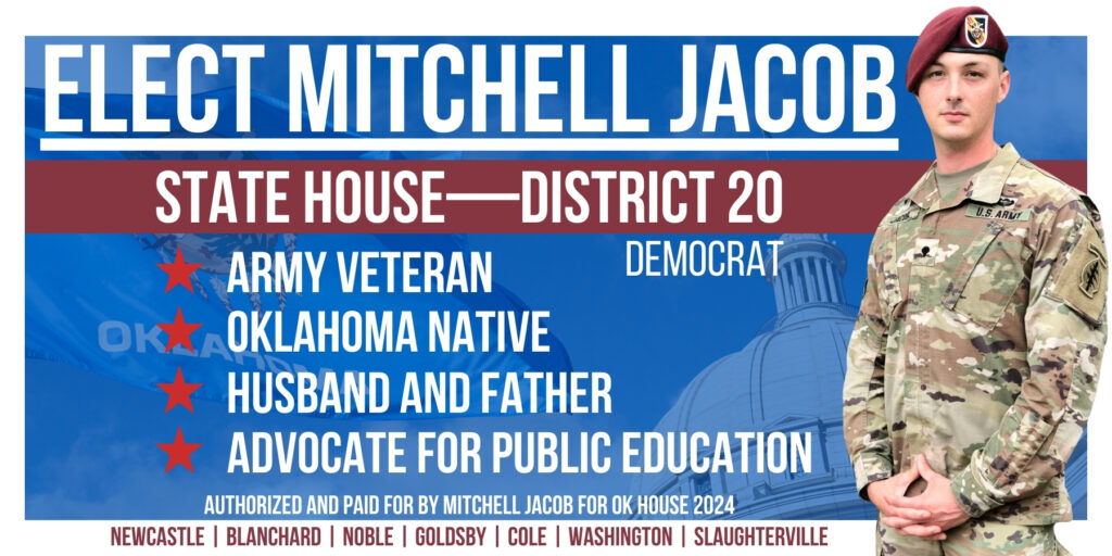 Mitchell Jacob stands for House District 20. Learn more at https://mitchelljacob.com